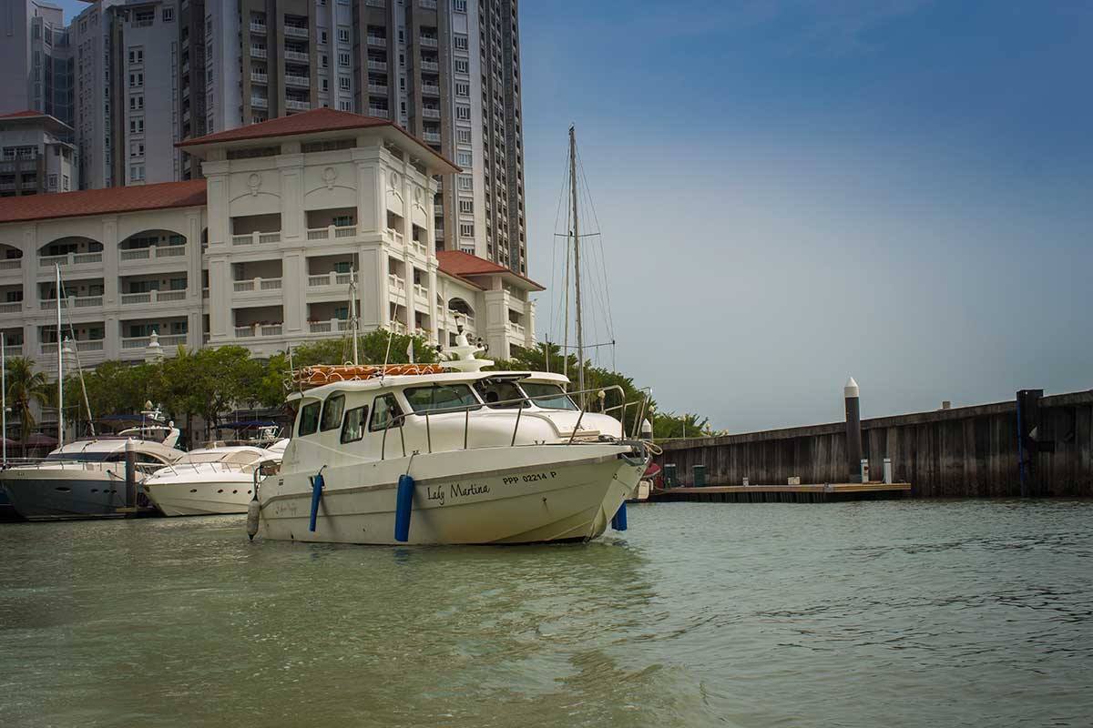 Lady Martina on her way out to Vega. Due to the tides we could not make it into te marina this trip.