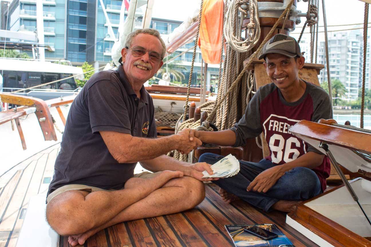 During the show, we managed to collect over S$1,000 for Maga\'s waste management programs in the Banda Islands. He didn\'t know about it until the morning he was leaving for home again. Look at the surprise on his face. A big thanks to all who contributed.