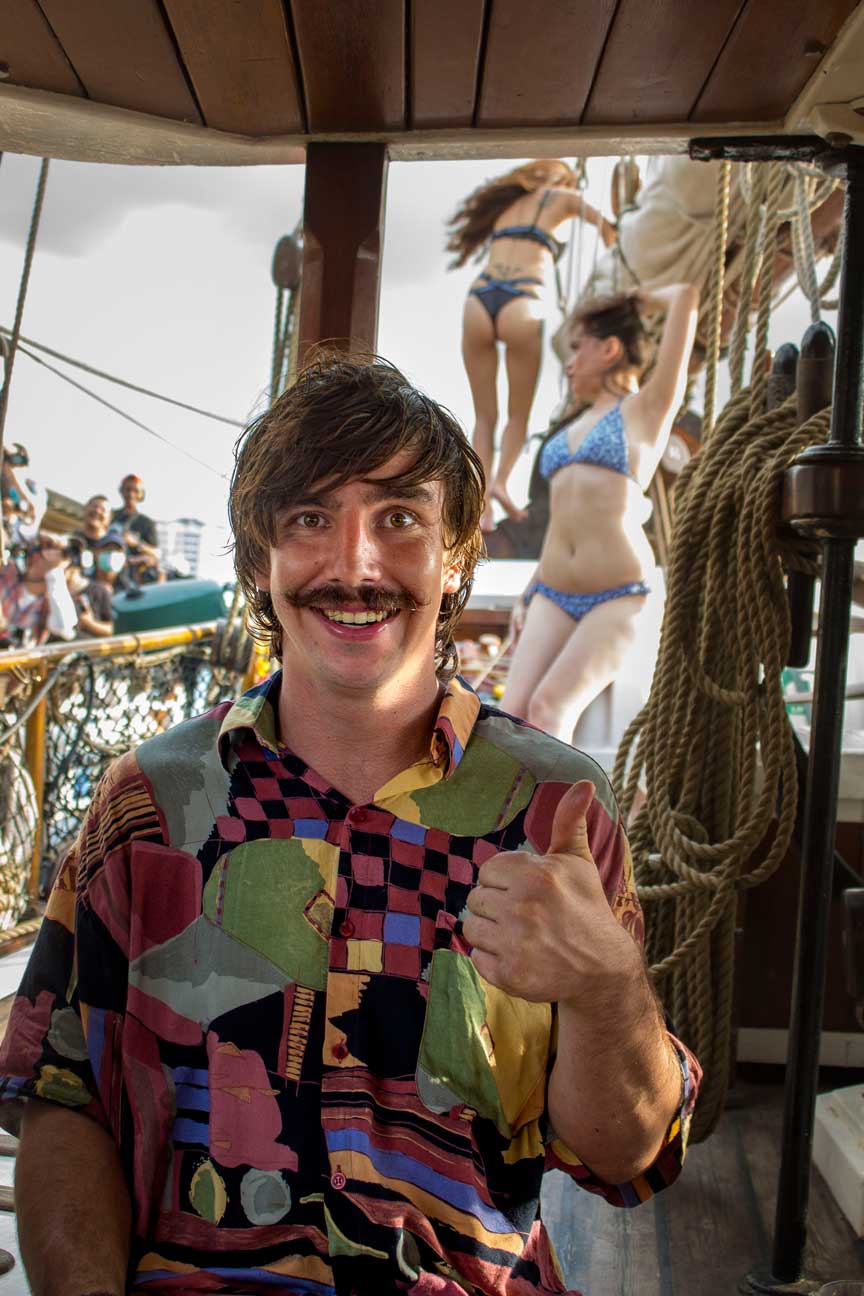 With all the pretty girls running around in skimpy bikinis Ben wasn\'t complaining for sure.